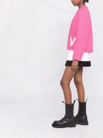 Shop Valentino Wool And Silk Blend Tweed Coat In Violet