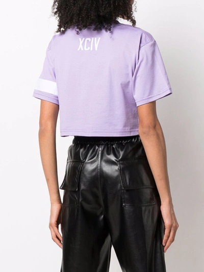 Shop Gcds Logo Cotton T-shirt In Violet