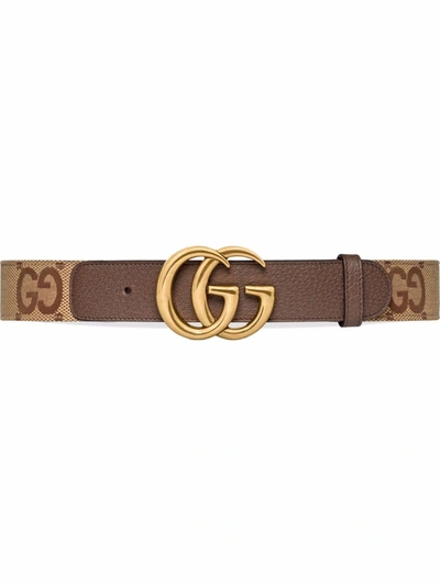 Shop Gucci Gg Marmont Leather Belt In Brown