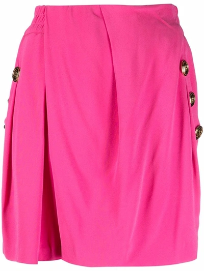 Shop Balmain Draped Crepe Shorts In Pink