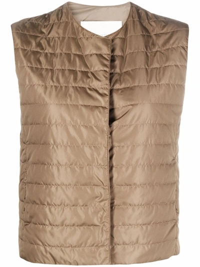 Shop Mackintosh Isabel Quilted Liner Vest In Brown