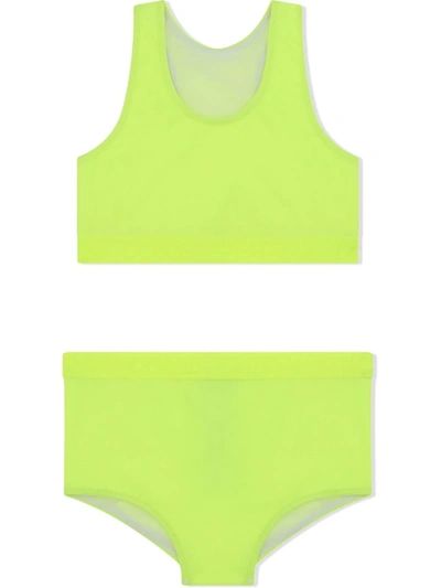 Dolce & Gabbana Cropped Sleeveless Tankini In Yellow