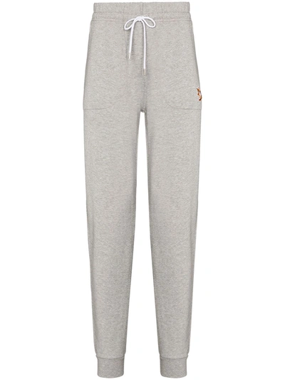 Maison Kitsuné Embroidered Logo Drawstring Track Pants In Grey