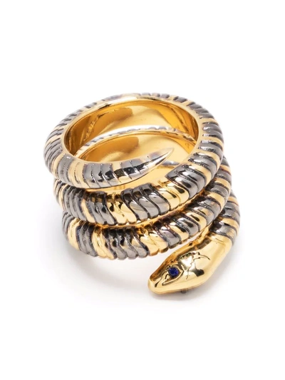 Shop Zadig & Voltaire Double Snake Ring In Gold
