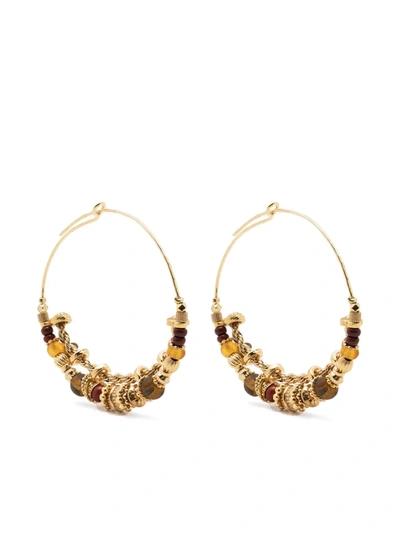 Shop Gas Bijoux Comedia Bead-embellished Earrings In Gold