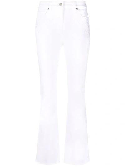 Shop Etro Floral-embroidery Detailed Jeans In White