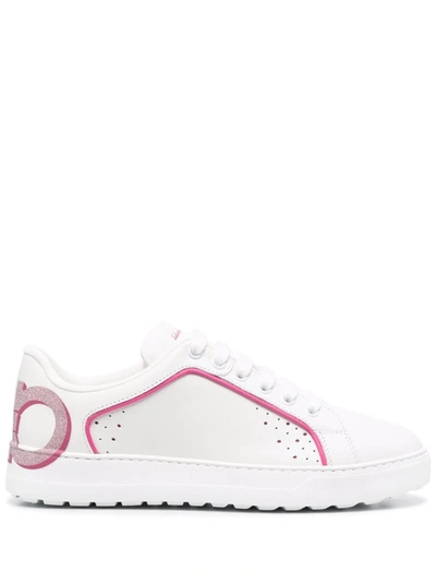 Shop Ferragamo Manhattan Gancini-print Sneakers In White