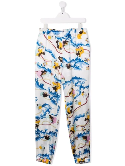 Shop Emilio Pucci Junior Ranuncoli-print Track Pants In White