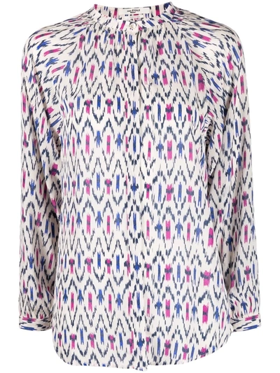 Shop Isabel Marant Étoile Aurora Geometric-print Blouse In Neutrals