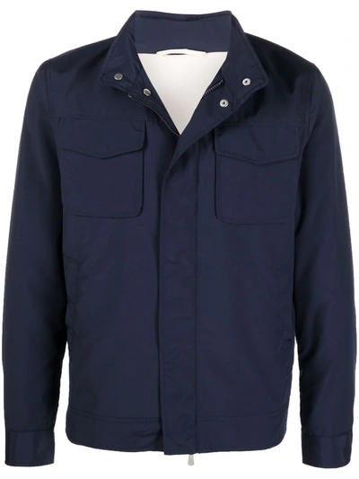 Shop Eleventy Cargo Pocket Lightweight Jacket In Blue