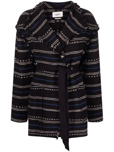 Shop Isabel Marant Étoile Josialo Stripe-pattern Short Coat In Black