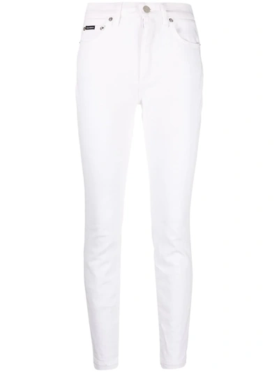 Shop Dolce & Gabbana Low-rise Skinny Trousers In White