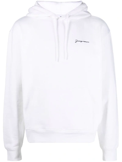 Shop Jacquemus Le Sweatshirt Brodé Hoodie In White