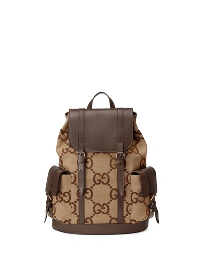 Shop Gucci Jumbo Gg Backpack In Brown