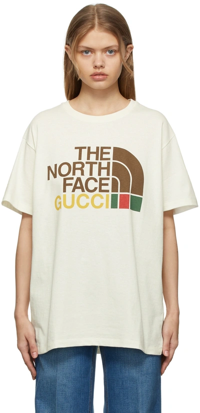Shop Gucci Off-white The North Face Edition T-shirt In 9095 Sunlight/mc