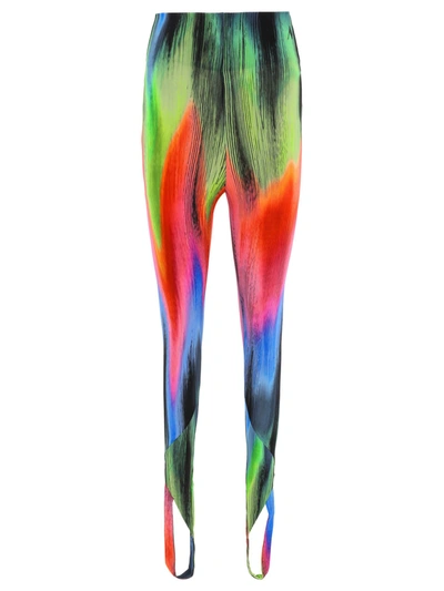 Attico Jamie Spectrum Printed Stirrup Pants In Green