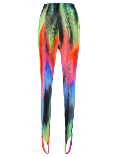 Attico Jamie Spectrum Printed Stirrup Pants In Green