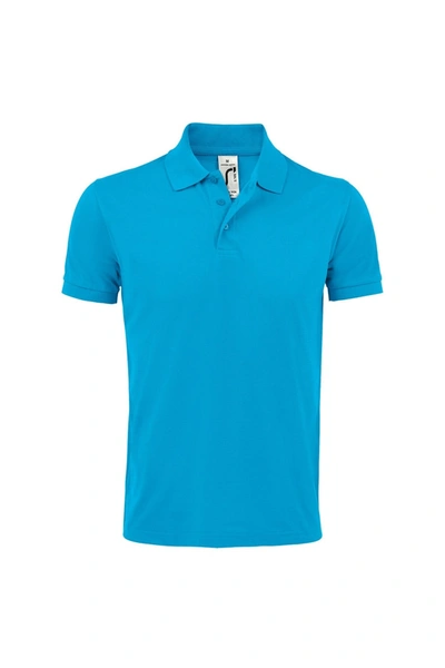 Shop Sols Mens Prime Pique Plain Short Sleeve Polo Shirt In Blue