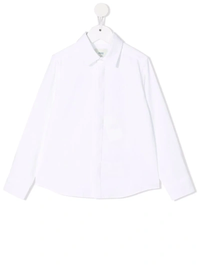 Shop Fendi Button-up Cotton Shirt In White