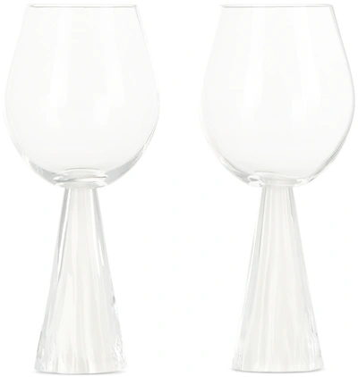 Shop Stories Of Italy Transparent & White Tempo Goblets Set In Ivory