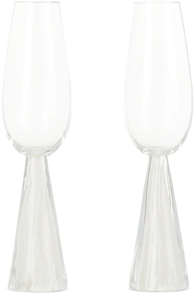 Shop Stories Of Italy Transparent & Off-white Tempo Flutes Set In Ivory