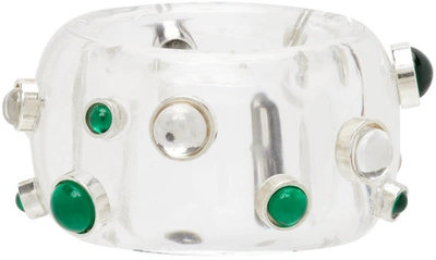 Shop Bottega Veneta Transparent Resin Dot Ring In 9972 White/parakeet/