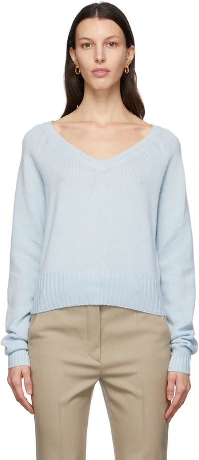 Shop Sportmax Blue Fatuo V-neck Sweater In 002 Heaven