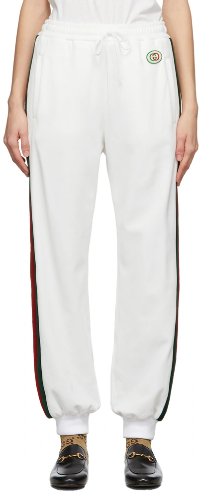 Shop Gucci Off-white Cotton Web Lounge Pants In 9061 White/multicolo