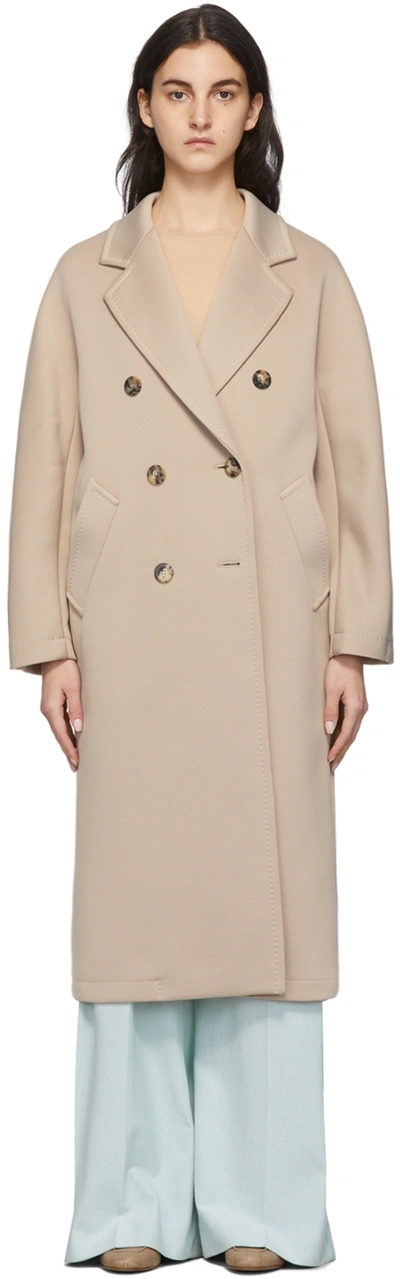 Max Mara Madame Double Breasted Coat In Beige | ModeSens