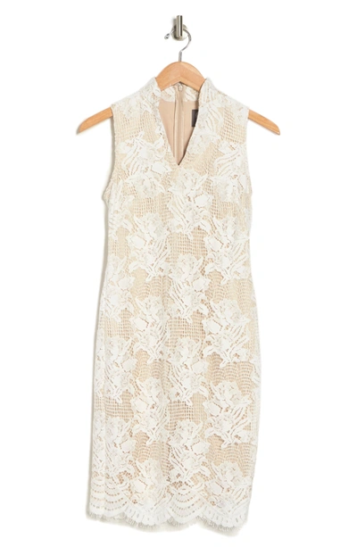 Shop Vince Camuto High Neck Lace Bodycon Dress In Ivory