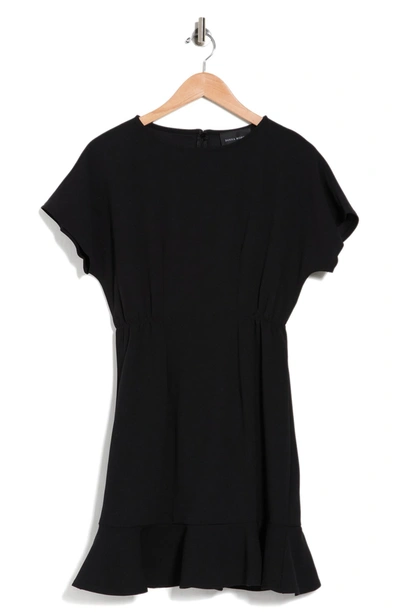 Donna Morgan Ruffle Hem Short Sleeve Dress In Black
