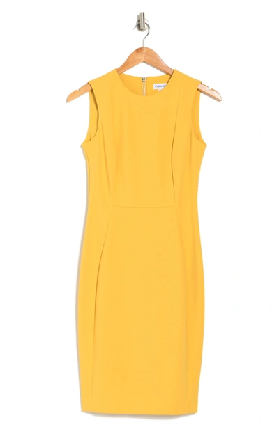 Shop Calvin Klein Sleeveless Sheath Dress In Light Ochre