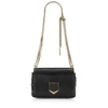 JIMMY CHOO LOCKETT PETITE Black and Gold Spazzolato Leather Shoulder Bag,LOCKETTPETITESBK