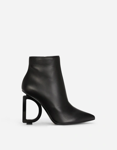 Shop Dolce & Gabbana Nappa Leather Ankle Boots With Dg Heel In Black