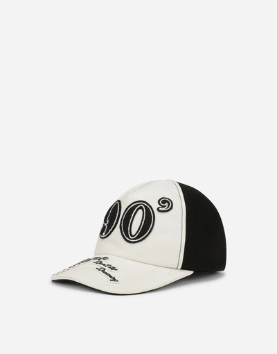 Shop Dolce & Gabbana Baize And Leather Baseball Cap With Lettering In Multicolor