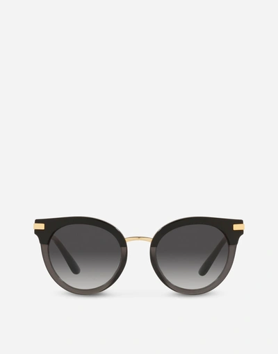 Shop Dolce & Gabbana Half Print Sunglasses In Black