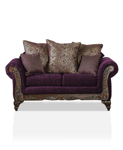 Furniture Of America Zeeland Flared Arm Loveseat In Purple