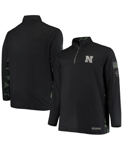 Shop Colosseum Men's Black Nebraska Huskers Oht Military-inspired Appreciation Big And Tall Quarter-zip Jacket