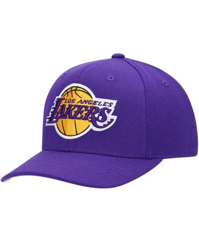 Shop Mitchell & Ness Men's Purple Los Angeles Lakers Ground Stretch Snapback Hat