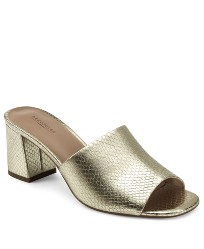 Shop Aerosoles Women's Entree Dress Heel Slide Sandals Women's Shoes In Gold Metallic