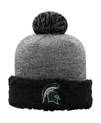 Shop Top Of The World Women's Black Michigan State Spartans Snug Cuffed Knit Hat With Pom
