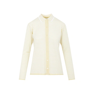 Shop Max Mara Striped Knit Cardigan In Yellow