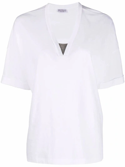 Shop Brunello Cucinelli Women's White Cotton T-shirt