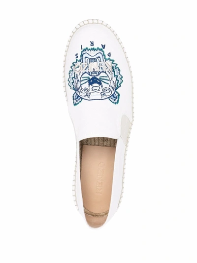 Shop Kenzo Espadrilles With Tiger Head Motif In White