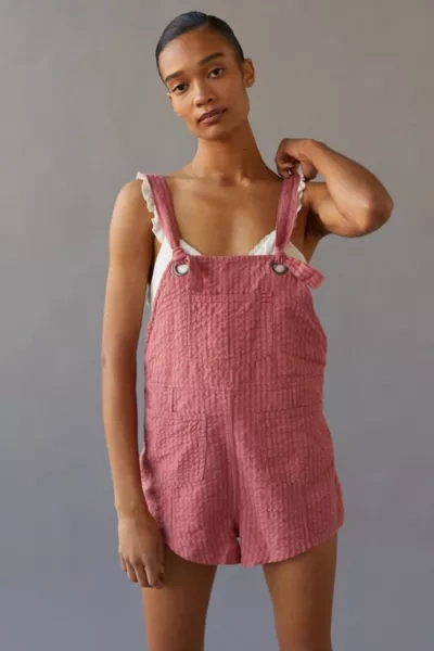 Shop Urban Outfitters Uo Sadie Linen Shortall Overall In Pink