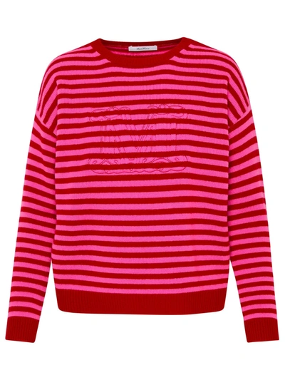 Shop Max Mara Monogram Striped Knit Sweater In Pink
