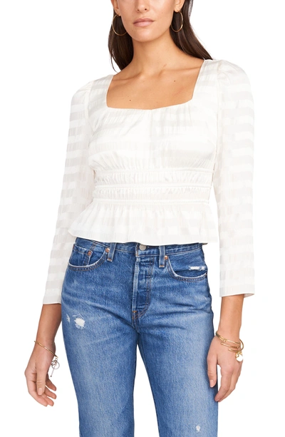 Shop 1.state Puff Sleeve Shirred Waist Top In Soft Ecru