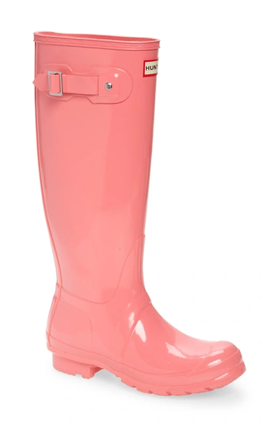 Shop Hunter Original High Gloss Waterproof Boot In Pink Shiver