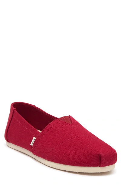 Shop Toms Belmon Red Canvas Slip-on Sneaker