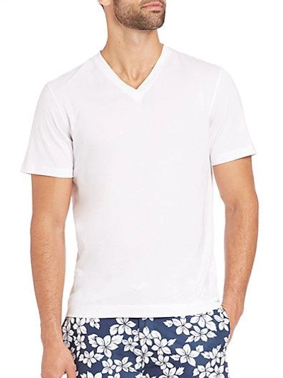 Shop Michael Kors Jersey Cotton V-neck T-shirt In White